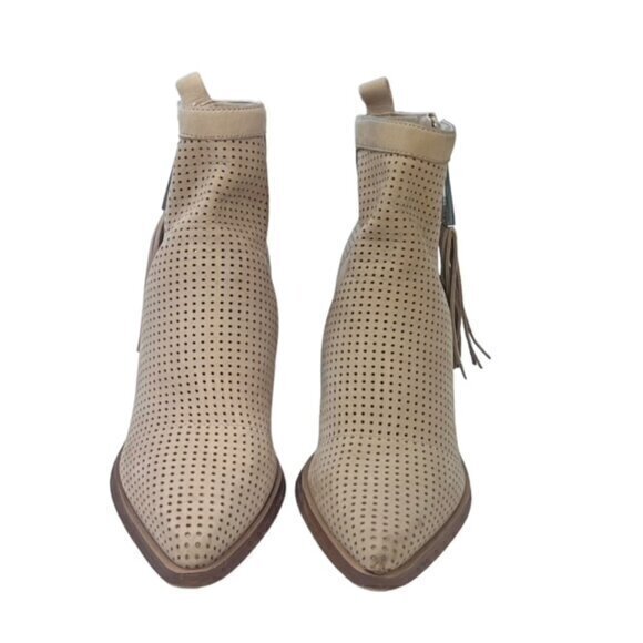 GUESS Womens Pointed Toe Suede Ankle Cowboy Boots Leather Booties Tassel 7.5 M - Picture 4 of 9